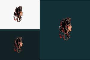 head beauty women vector flat design