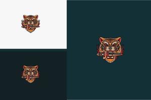 diseño de logotipo de ilustración de vector de cabeza de tigre