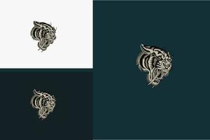 head tiger with fangs vector flat design