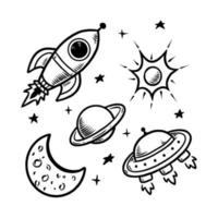 space doodle hand drawn illustration line vector