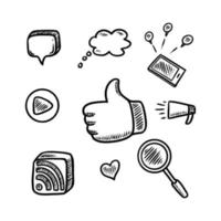 social media doodle icon hand drawn vector