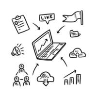 social media doodle icon hand drawn vector