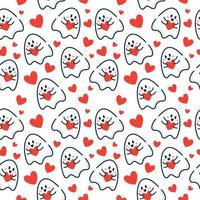 cute cartoon ghost give love heart seamless pattern vector illustration