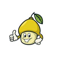 cute lemon thumb up cartoon mascot illustration vector