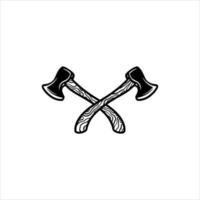 two axe retro hand draw illustration vector