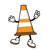 road cone mascot with hand and feet vector