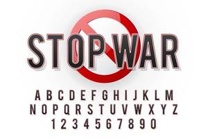 fuente decorativa stop war y vector alfabético