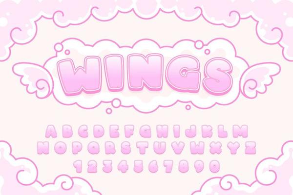 decorative wings Font and Alphabet vector