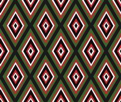 Tribal African ethnic seamless pattern with simple lines and figures in red, white and green. Vector traditional black background, textile, paper, fabric. Kwanzaa, Black history month, Juneteenth