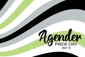 Agender Pride Day on May 19 vector banner with striped background in color of Agender Pride Flag. LGBTQ community gender group visibility, awareness celebration.