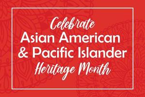 Asian American, Pacific Islanders Heritage month - celebration in USA. Vector banner with abstract mandala symbol ornament on red background. Greeting card, banner AAPI