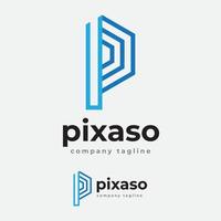 diseño de logotipo de prisma de relación de píxeles de tipo de letra p vector