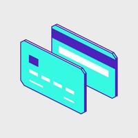 Credit card front and back isometric vector icon illustration