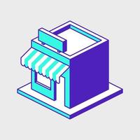 Store front isometric vector icon illustration