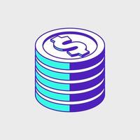 Stack of coins isometric vector icon illustration