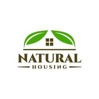 ilustración de una hoja y una casa. logotipo inmobiliario con tema de la naturaleza. vector