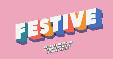 Vector festive font bold colorful style