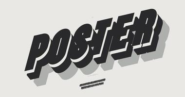 Vector poster font 3d bold style trendy typography