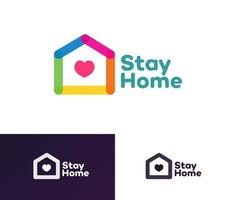 Stay home emblem modern flat style vector