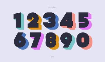 Vector number set 3d bold color style
