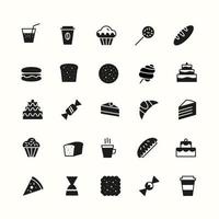 conjunto de iconos de panadería simple estilo plano color negro vector