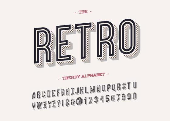 Retro trendy alphabet modern typography