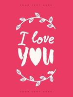 Valentines greeting card with sign i love you and branches on red background for party poster vector