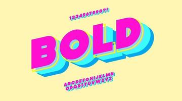 Vector 3d bold font colorful trendy typography