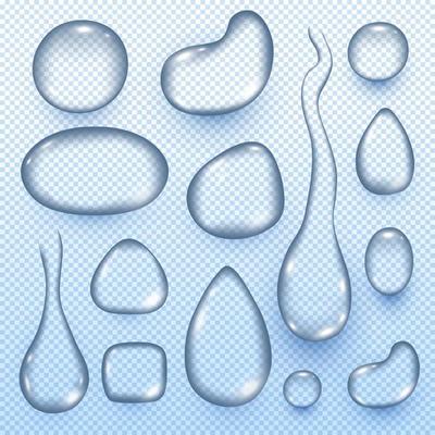 Vector drop water set 3d realistic style