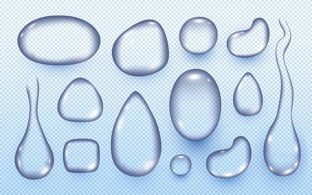 Drop water set 3d realistic style