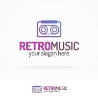 Retro music logo set modern color style vector