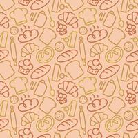 Bakery pattern consisting of baking accessories and food line style different color vector