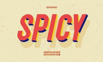 Vector spicy font slanted 3d color style