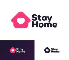Stay home logotype flat style vector