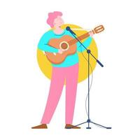 Musician with acoustic guitar character vector