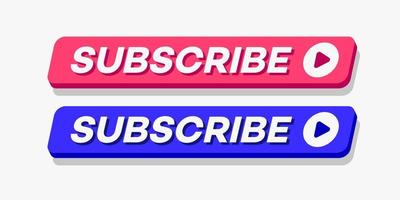 Subscribe button set modern style vector