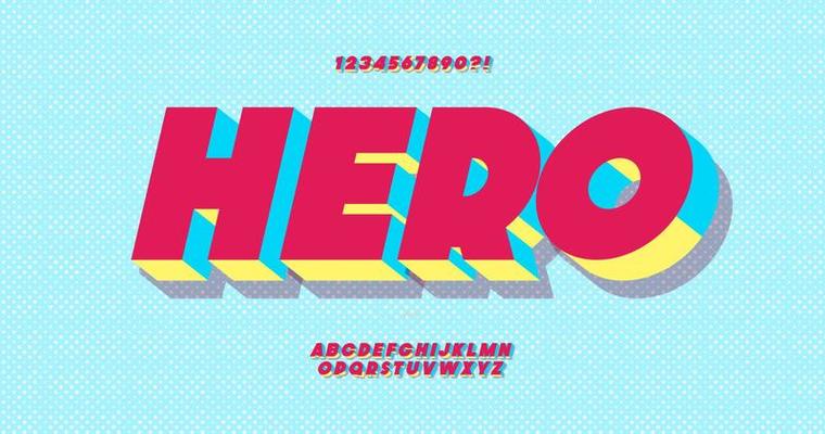 Hero font 3d bold style