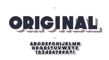 Vector 3d bold original font modern typography