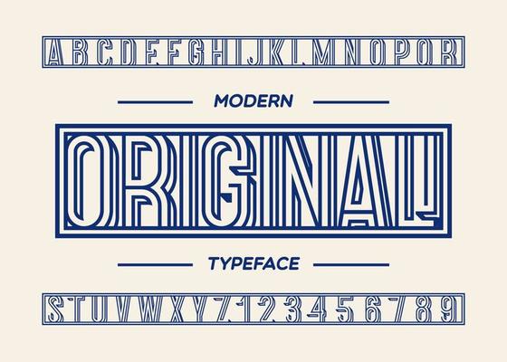 Original typeface modern typography line style. Cool trendy alhabet