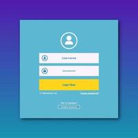 Vector login form page template on gradient trendy style background