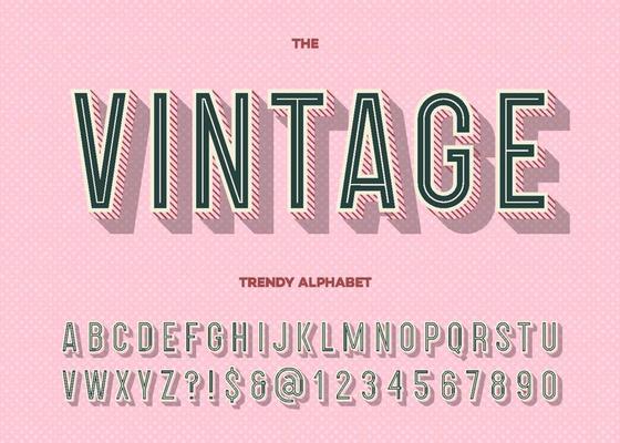 Vintage typeface. Retro modern alphabet trendy typography