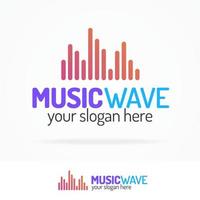 Music wave logo set modern color style vector