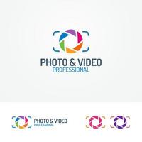 Photo and video logo set with aperture vector