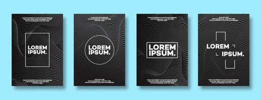 Cover design template set with lines black color for decoration brochure vector