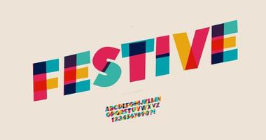 Festive font color style for poster, t shirt, book vector
