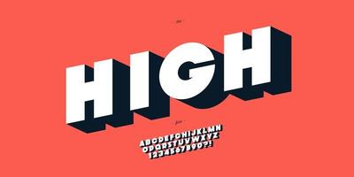 Vector high font 3d bold style modern typography