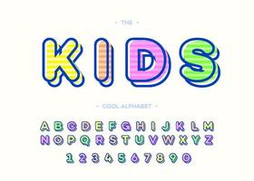 Kids cool alphabet modern typography vector