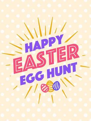 Easter greeting card with wish - happy easter egg hunt color style for banner sale