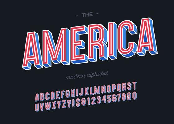 Vector america alphabet 3d colorful style for decoration