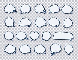 Vector stickers of speech hand draw bubbles set white color with shadow